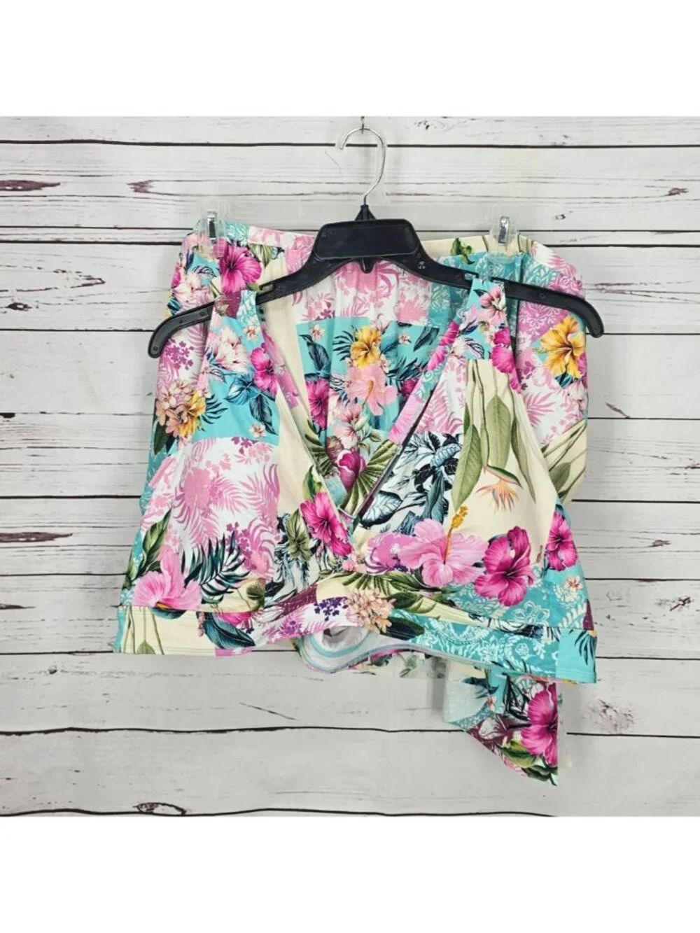 Torrid Womens Plus‎ Size 6 Floral Tropical Bikini Wrap Set Swim Top & Skirt
